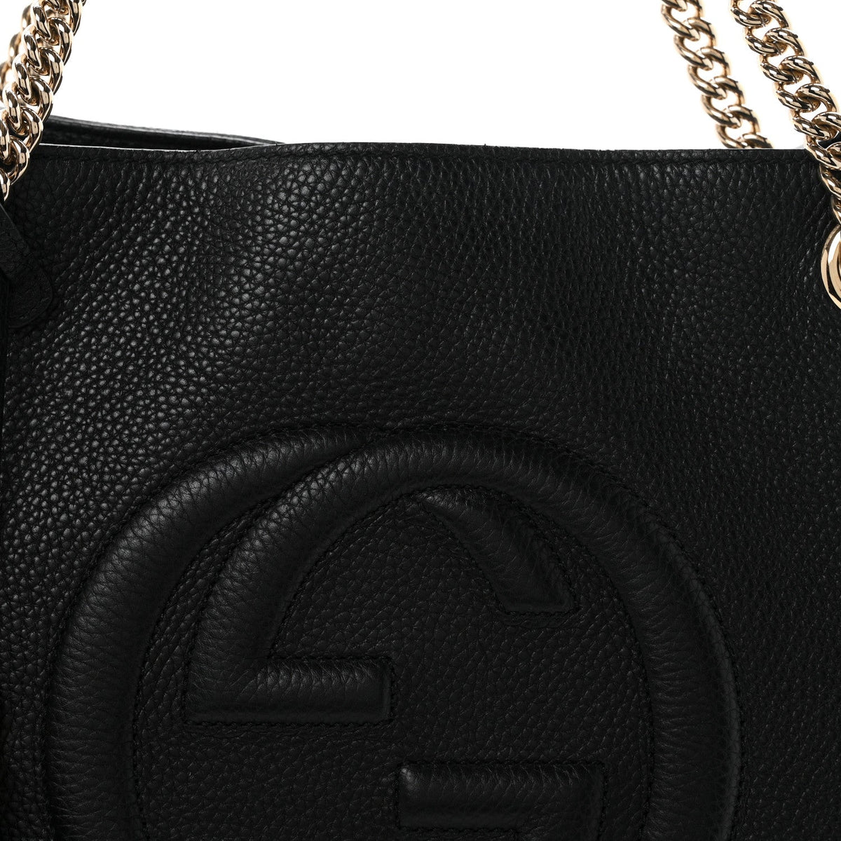 Pebbled Calfskin Medium Soho Chain Shoulder Bag Black