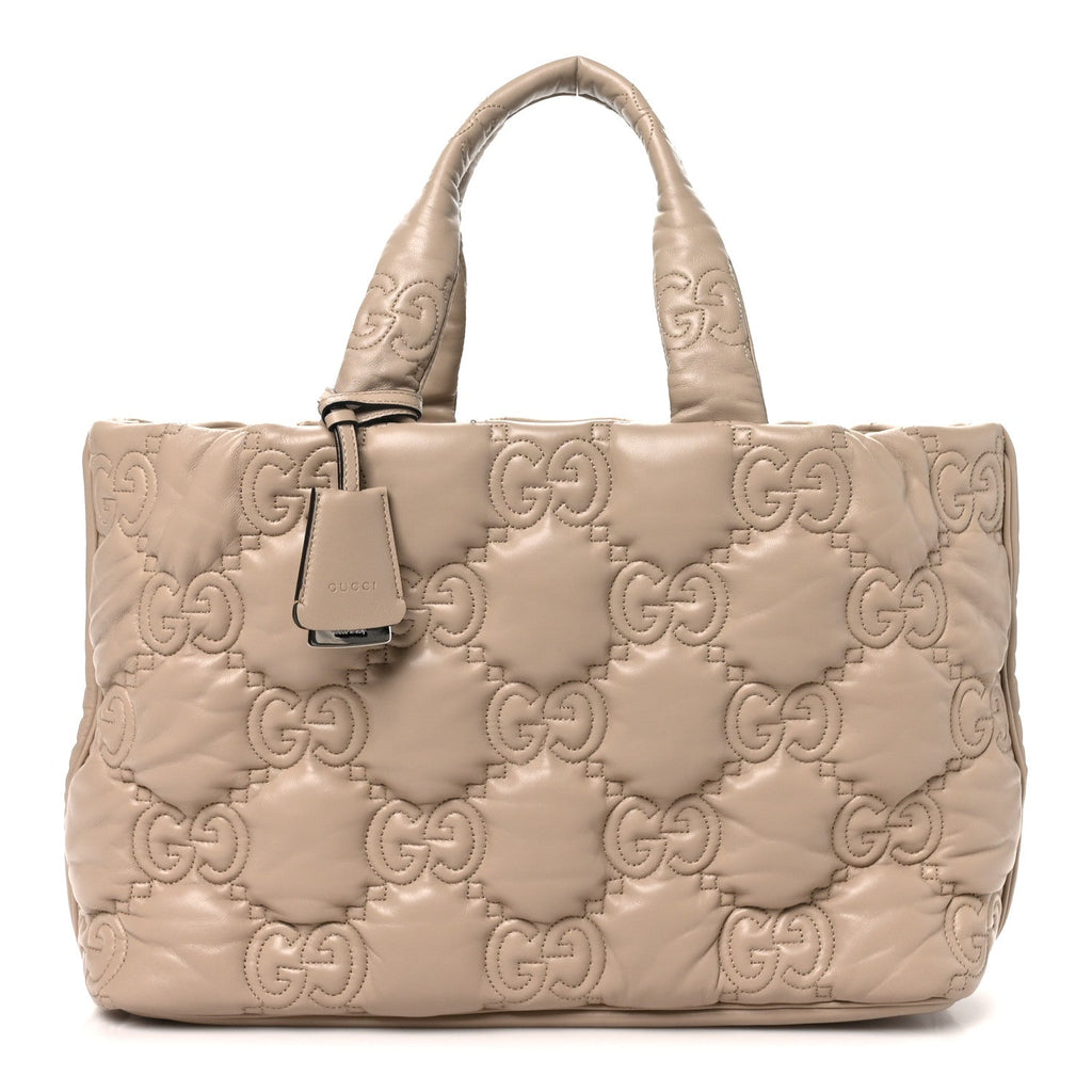 Calfskin GG Matelasse Large Tote Beige
