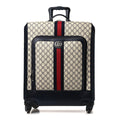 GG Supreme Monogram Textured Dollar Calfskin Web Savoy Cabin Plus Trolley Beige Blue