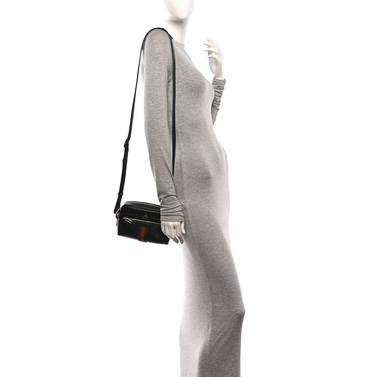 Calfskin Web Mini Ophidia Shoulder Bag Black
