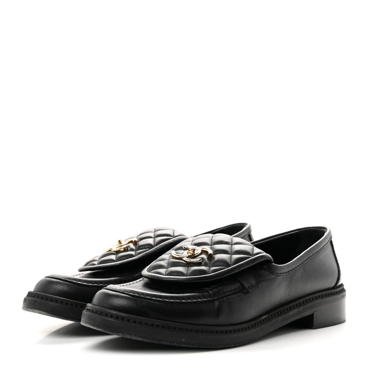 Lambskin Quilted CC Turnlock Loafers 40 Black