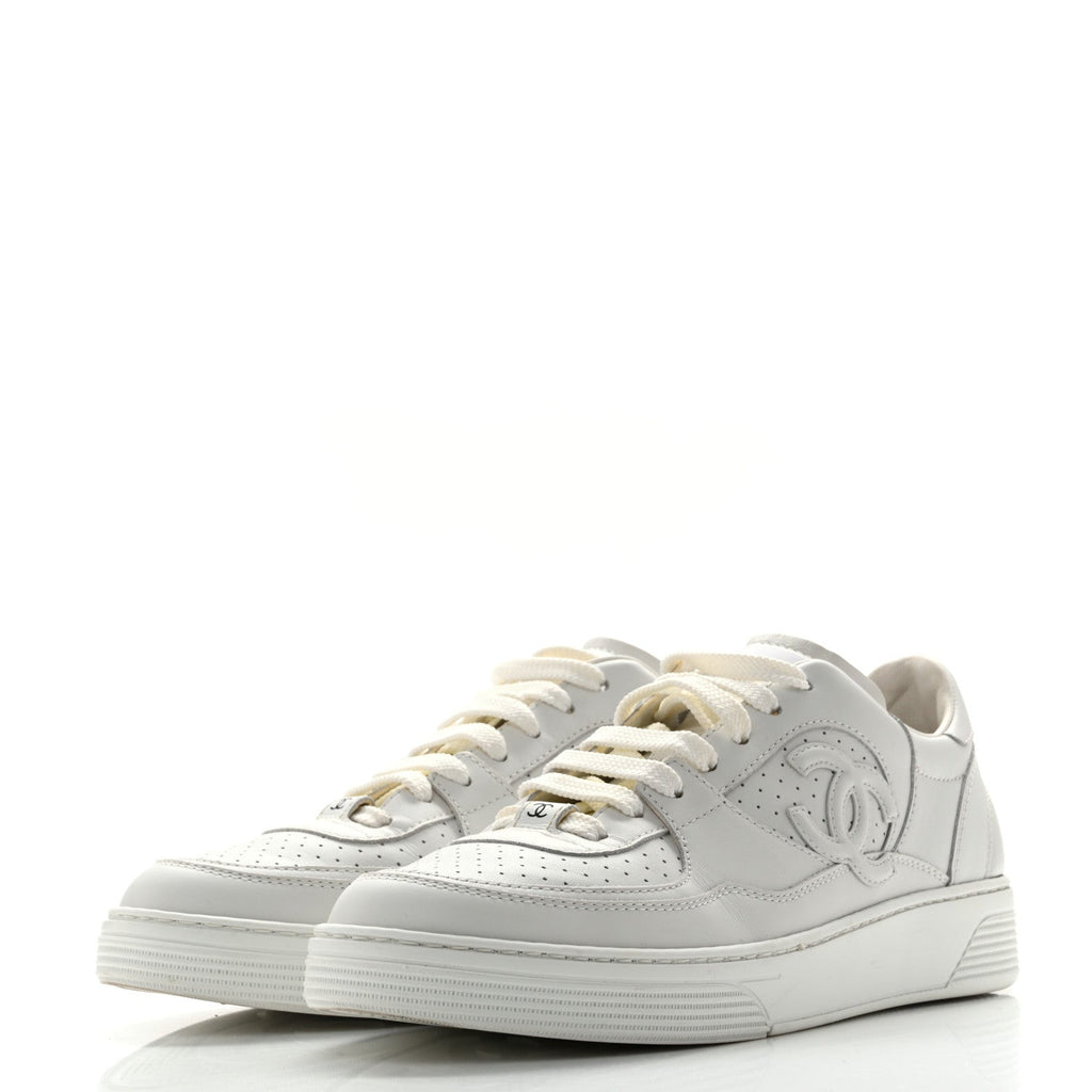 Calfskin CC Womens Sneakers 39.5 White
