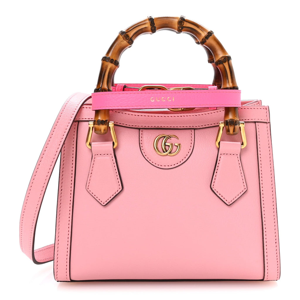 Wonka Grain Calfskin Mini Diana Tote Bag Wild Rose Fuxia Fluo