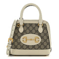 GG Supreme Monogram Azalea Calfskin Mini Horsebit 1955 Top Handle Bag Beige Ebony Mystic White