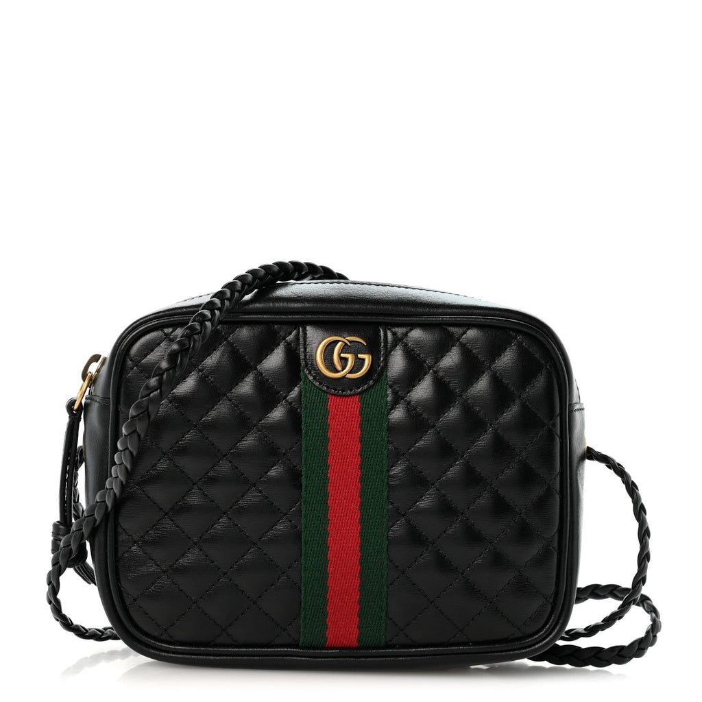 Calfskin Trapuntata Web Mini GG Shoulder Bag Black