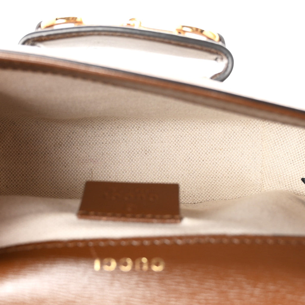 GG Supreme Monogram Web Mini Horsebit 1955 Shoulder Bag Beige Brown Sugar