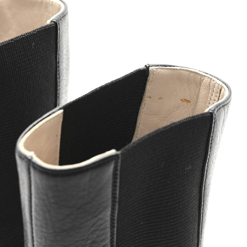 Calfskin Interlocking CC Calf Boots 38.5 Black