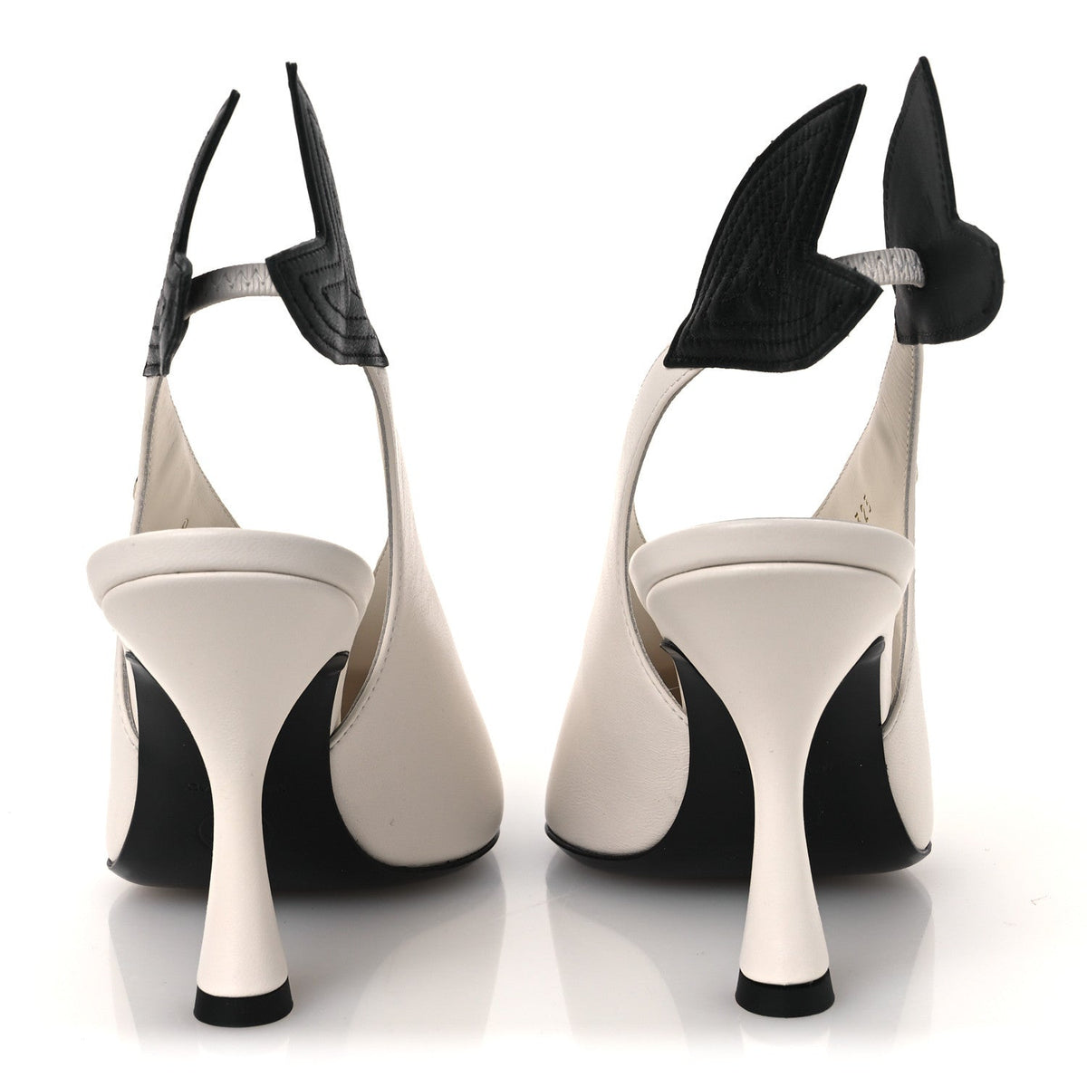 Lambskin Slingback Pumps 36.5 White Black