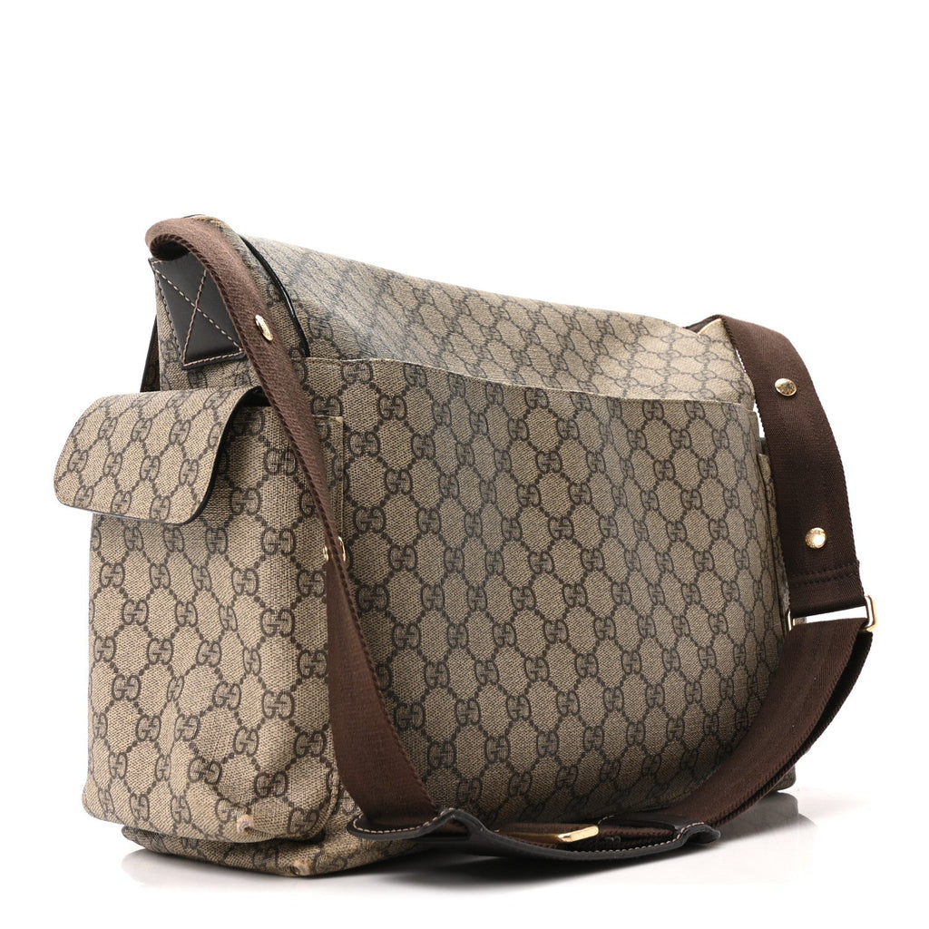 GG Plus Monogram Messenger Diaper Bag Dark Brown