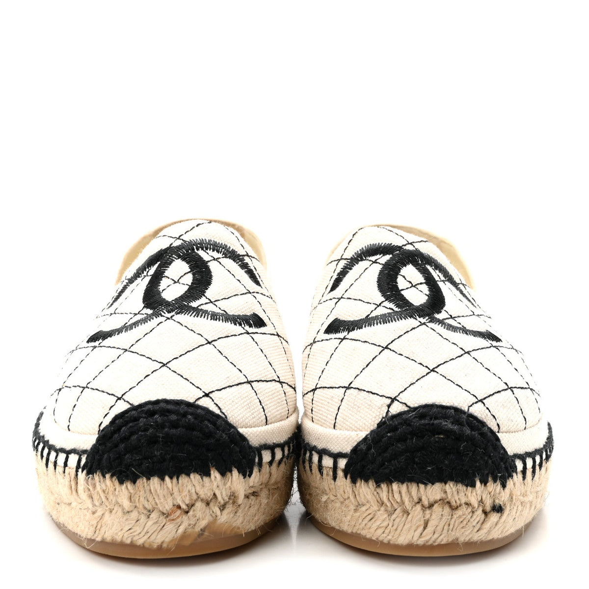 Fabric Biarritz CC Espadrilles 36 Beige Black