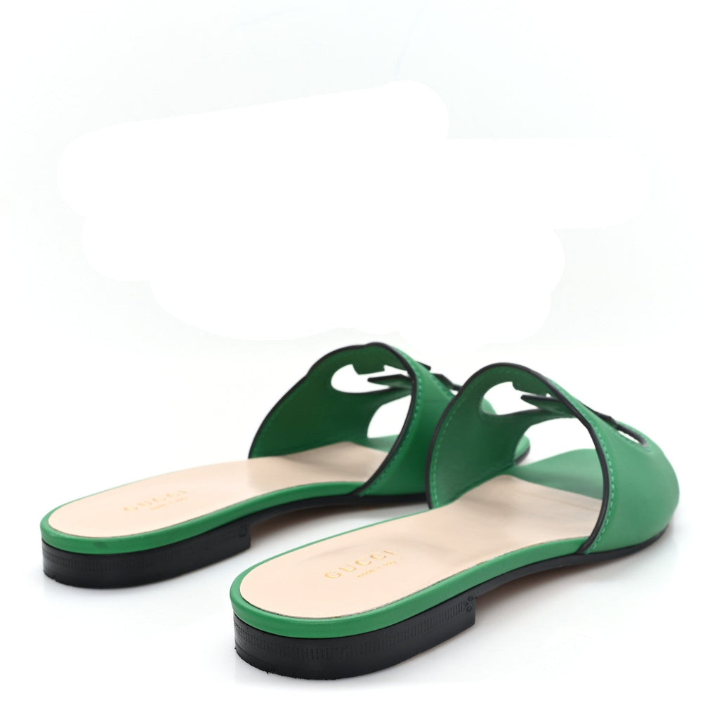 Cosmos Softy Calfskin Interlocking G Cut Out Slide Sandals 38.5 New Shamarock
