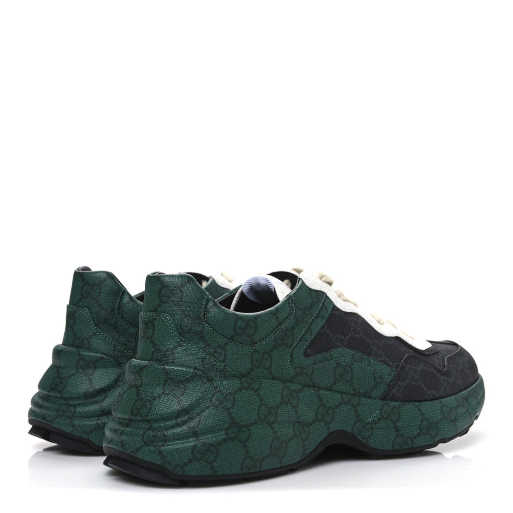 GG Supreme Monogram Mens Rhyton Sneakers 8.5 Black Green
