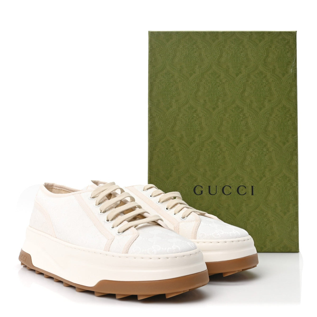 GG Monogram Mens 1977 Tennis Platform 52mm Sneakers 11 Great White Mystic White