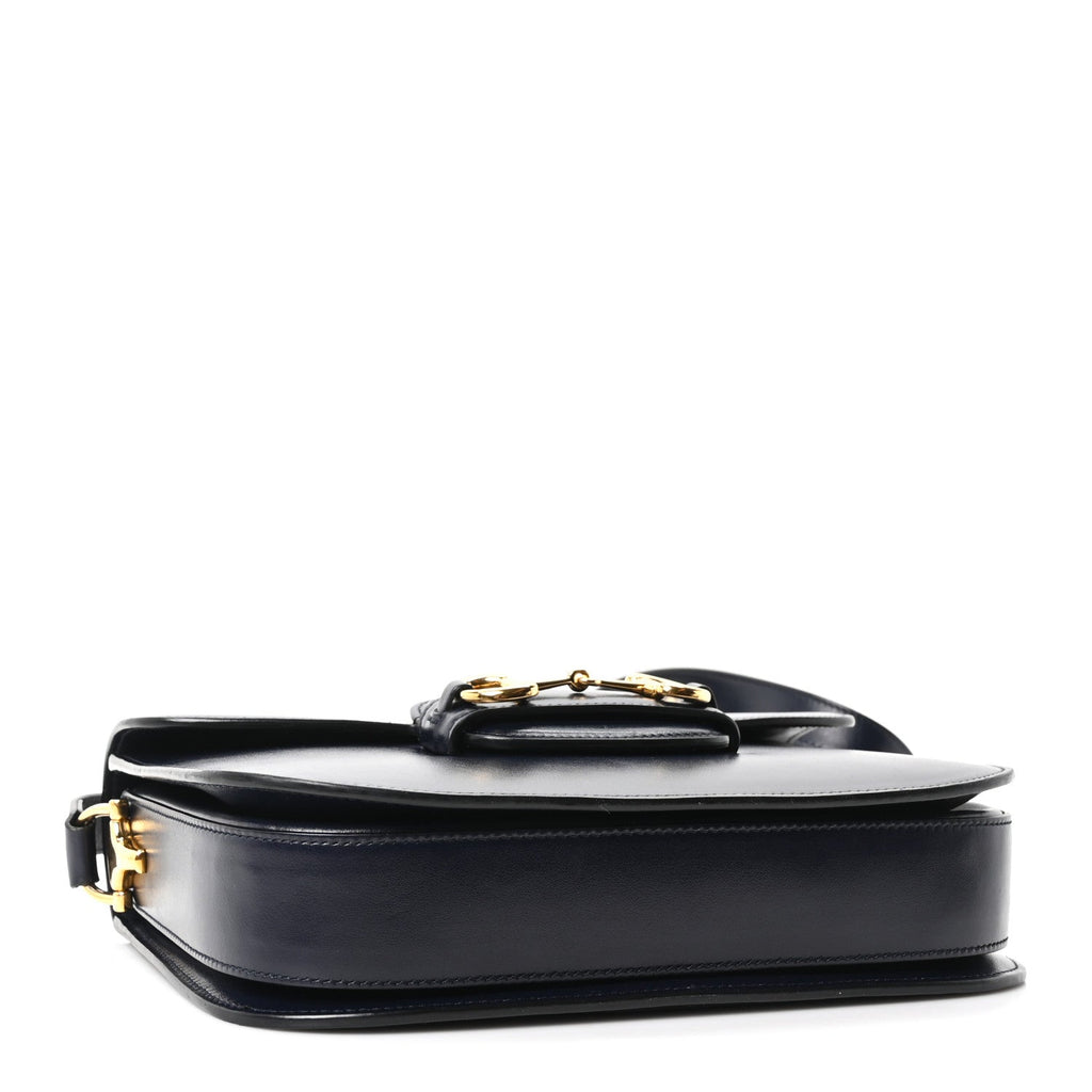 Calfskin Velvet Web Horsebit 1955 Shoulder Bag Blue