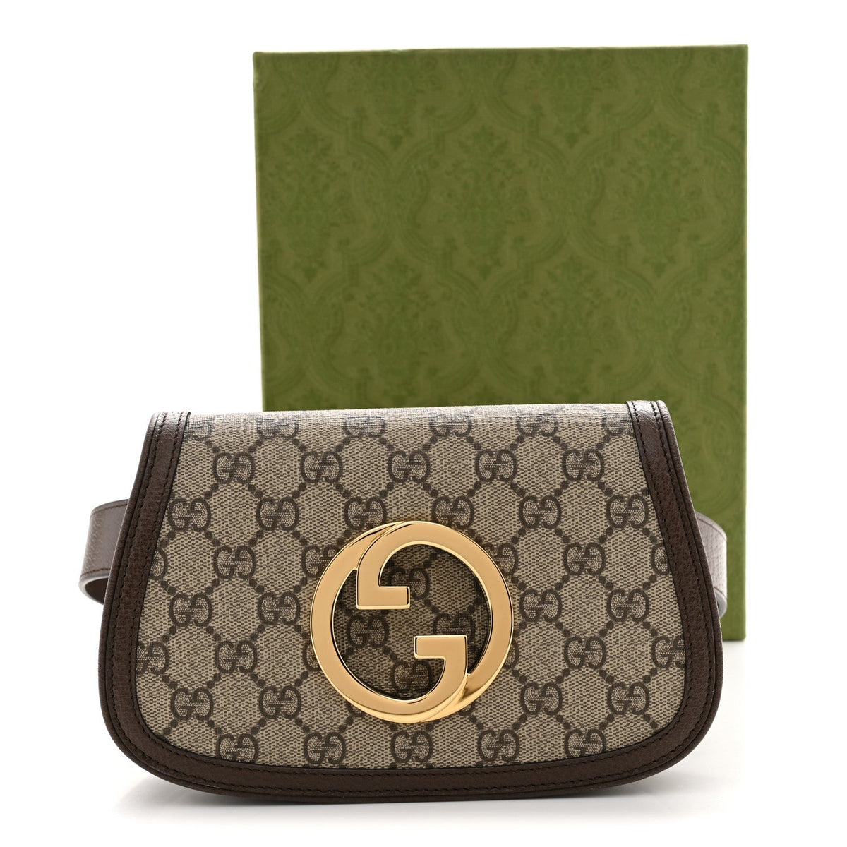 GG Supreme Monogram Textured Dollar Calfskin Blondie Belt Bag 75 30 Beige Ebony New Acero