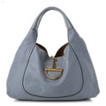 Grained Calfskin Softbit Medium Shoulder Bag Dusty Blue