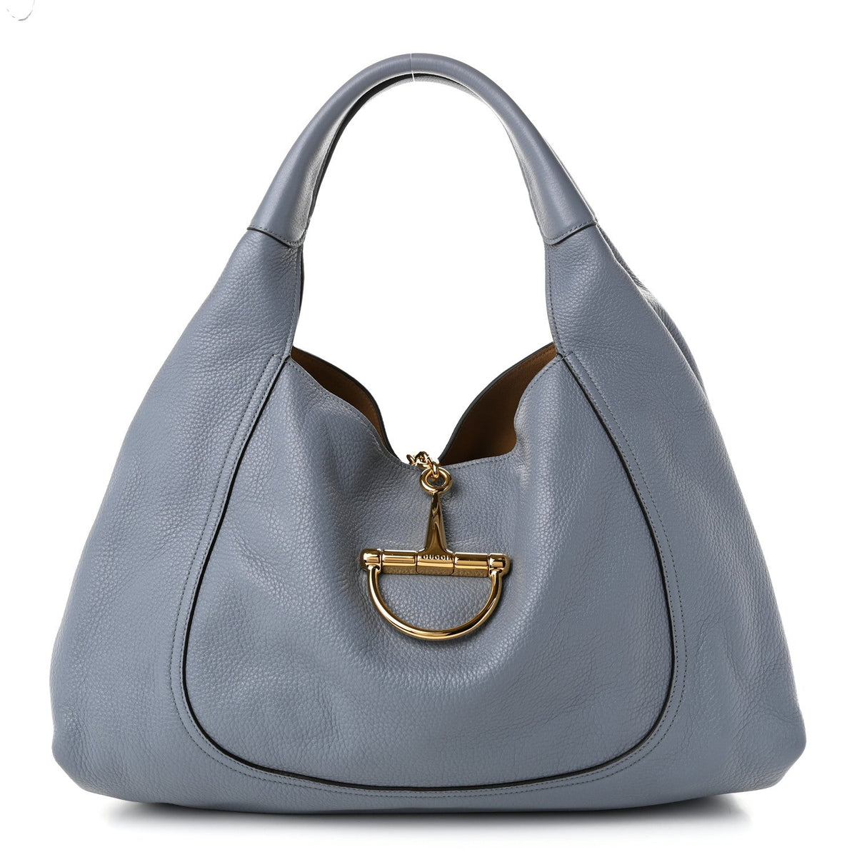 Grained Calfskin Softbit Medium Shoulder Bag Dusty Blue