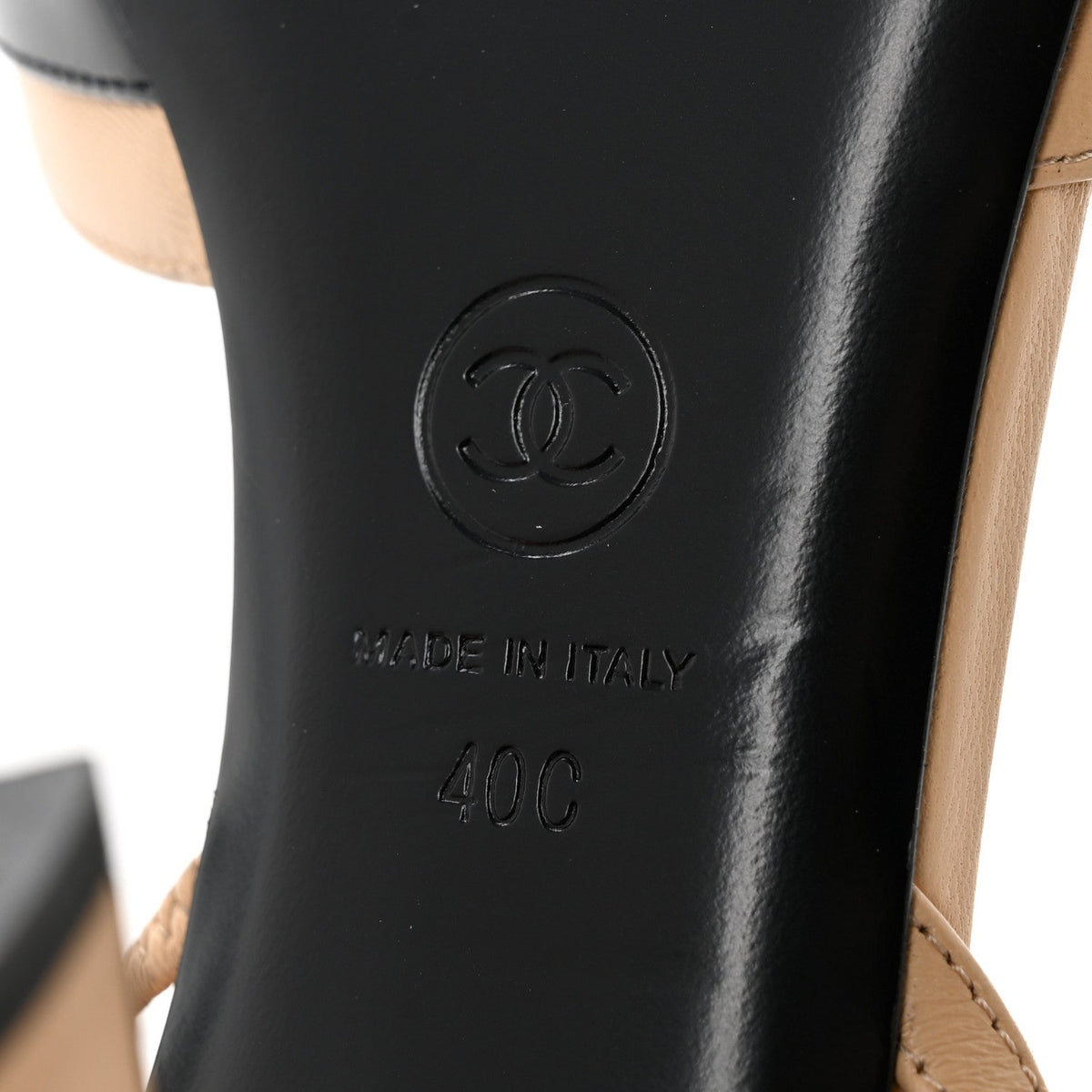 Patent Lambskin Gabrielle Slingback Pumps 40 Beige Black