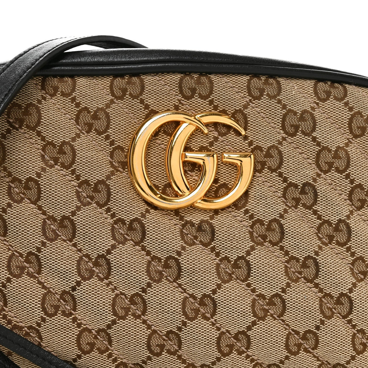 Monogram Matelasse Diagonal Small GG Marmont Chain Shoulder Bag Beige Black