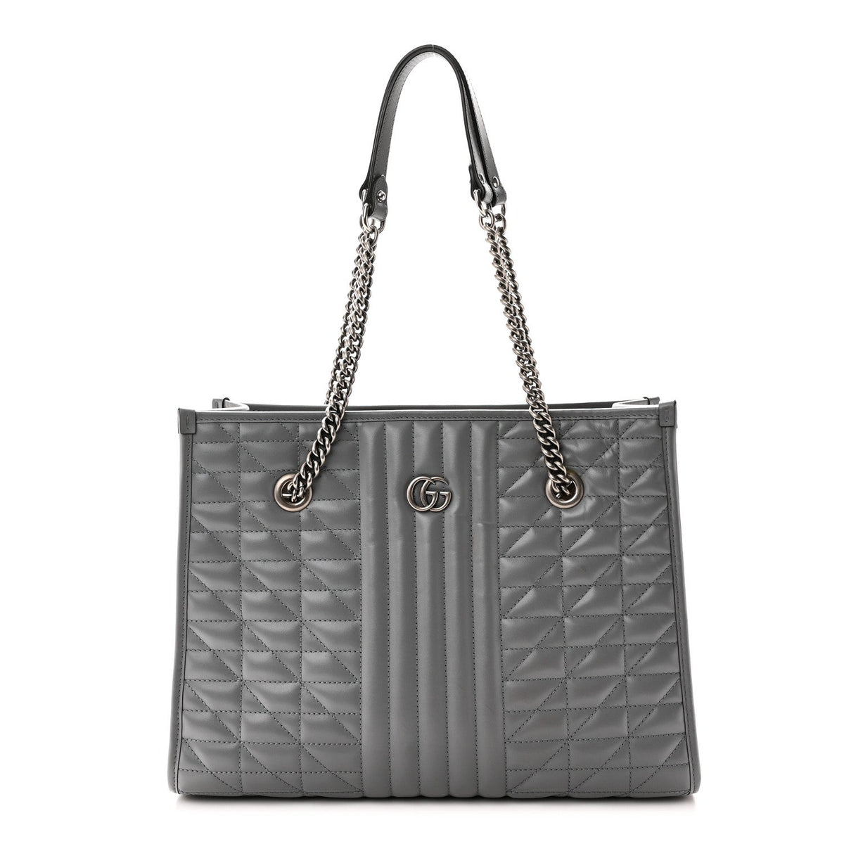 Calfskin Matelasse Aria Medium GG Marmont Shoulder Tote  Deep Grey