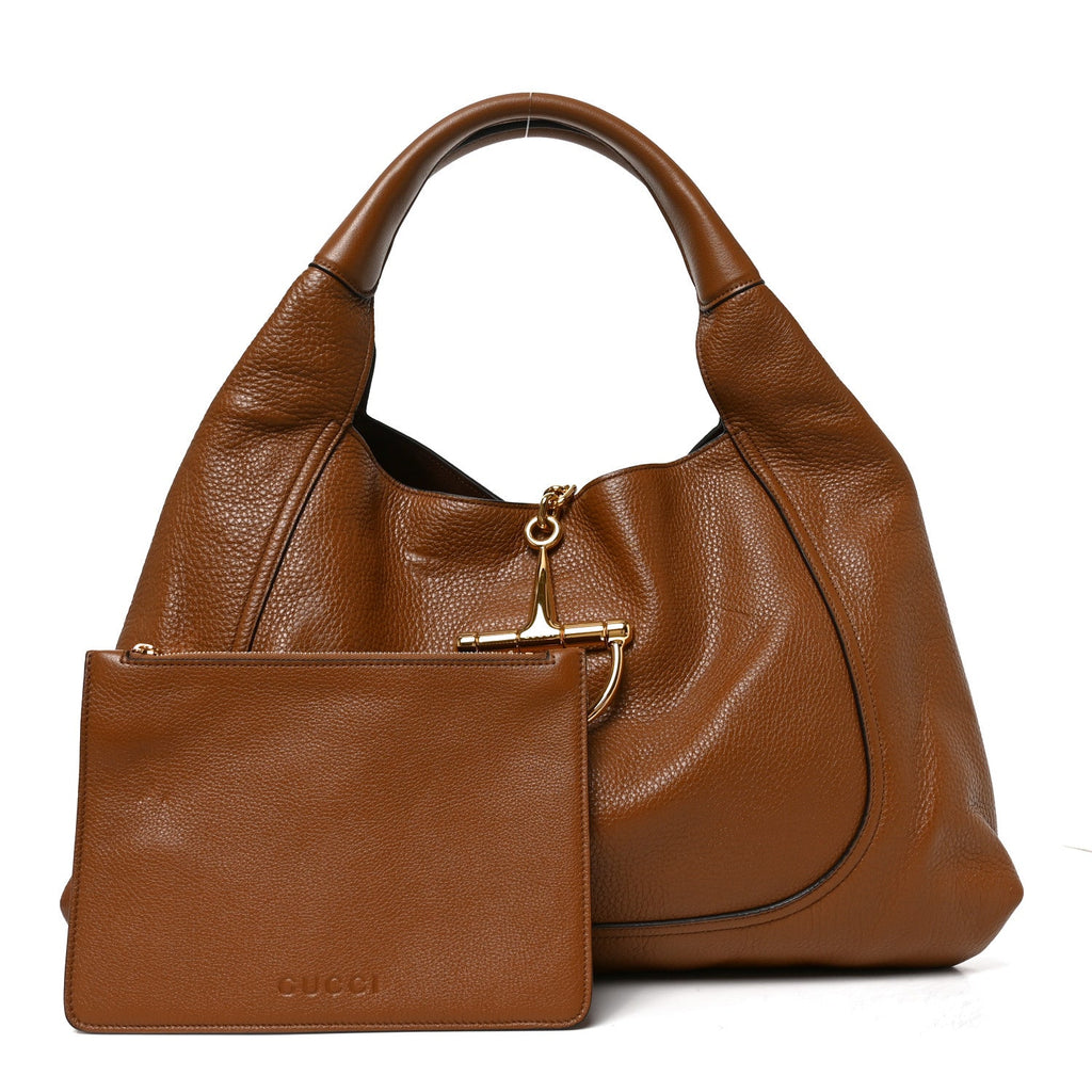Grained Calfskin Softbit Maxi Shoulder Bag Brown