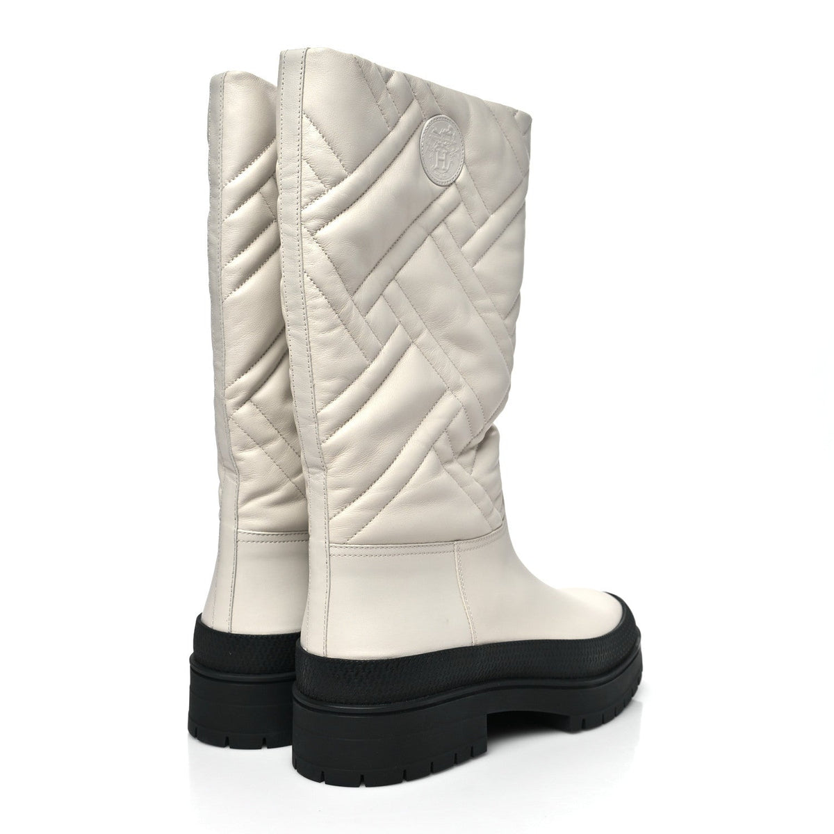 Goatskin Quilted Fuji Boots  40 Beige Glasie