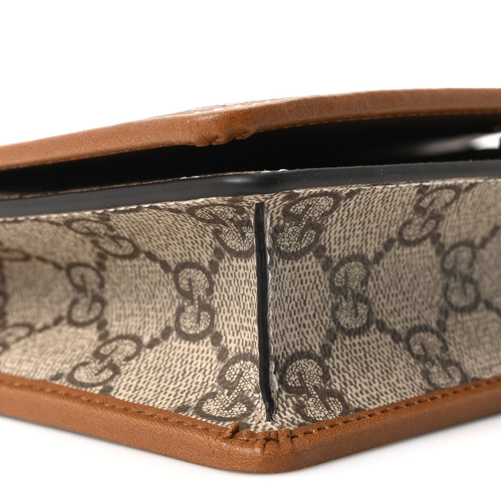 GG Emblem Monogram Wallet With Strap Beige Brown