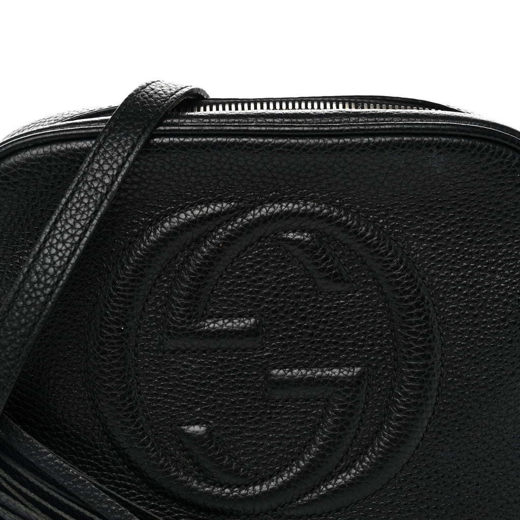 Pebbled Calfskin Small Soho Disco Bag Black