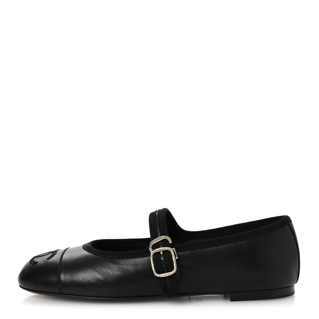 Lambskin Mary Jane Flats 37.5 Black
