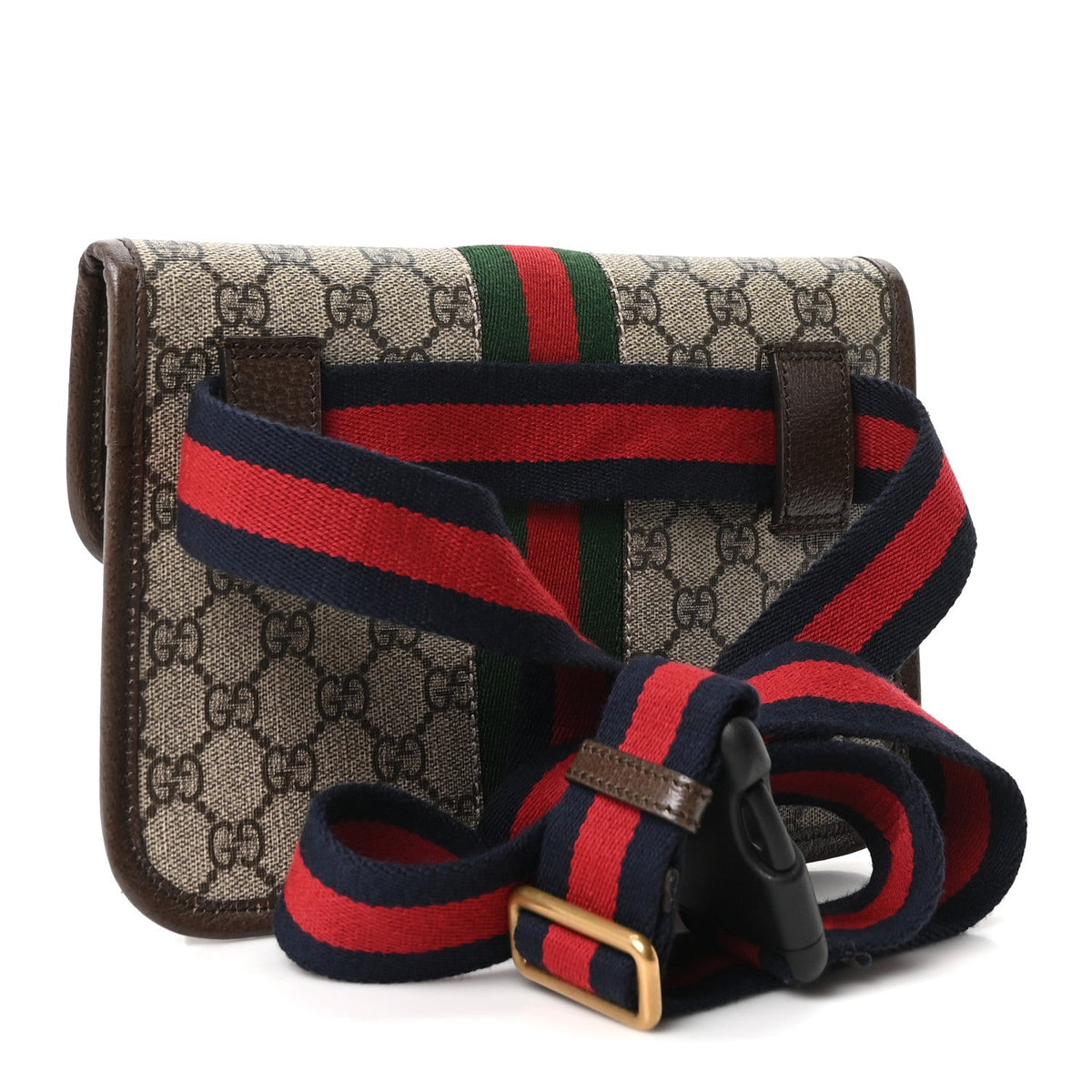 GG Supreme Monogram Web Small Ophidia Belt Bag Brown