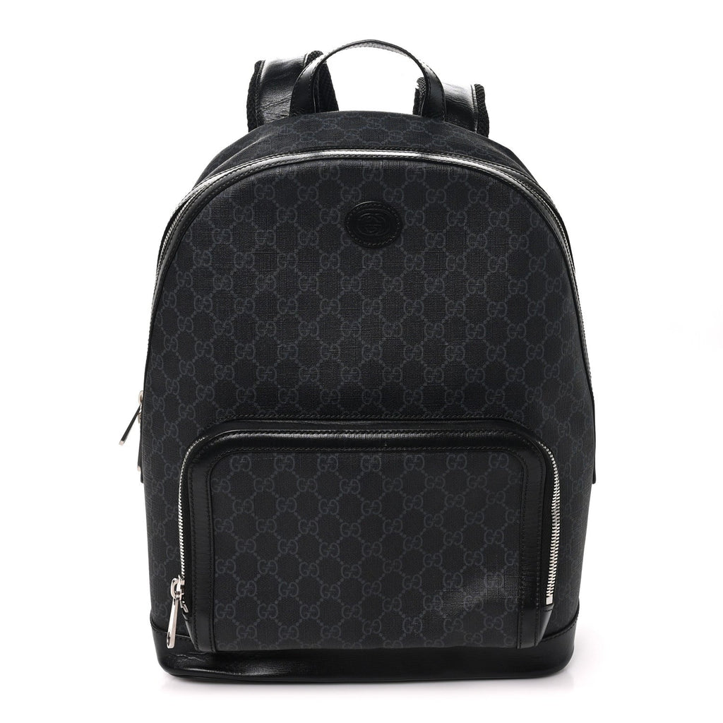 GG Supreme Monogram Textured Calfskin Retro Interlocking G Backpack Black