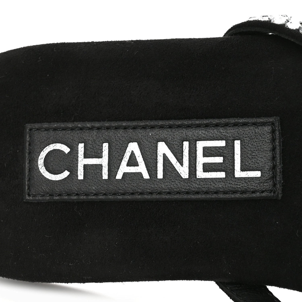Suede Kidskin Strass CC Thong Sandals 37 Black