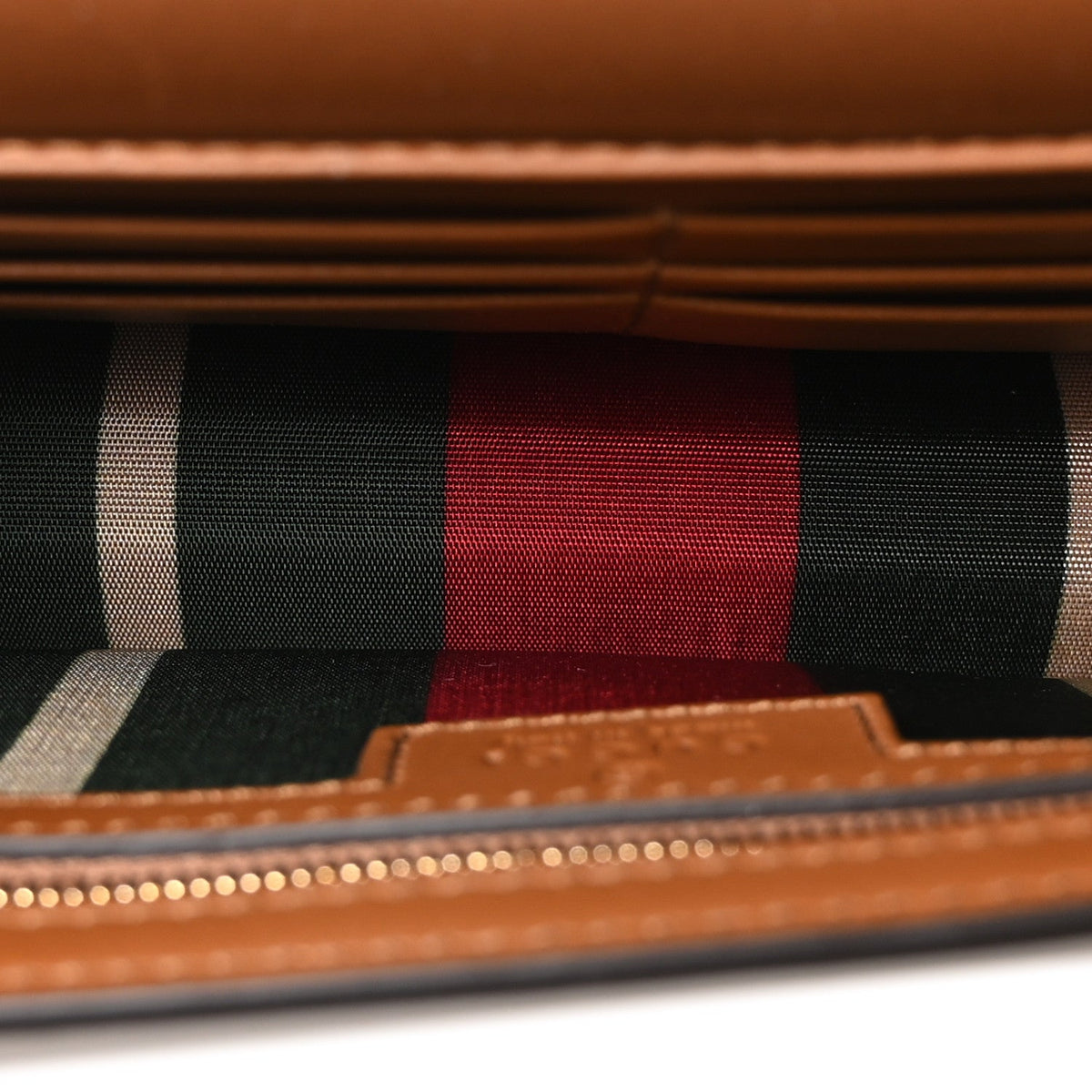GG Emblem Monogram Wallet With Strap Beige Brown
