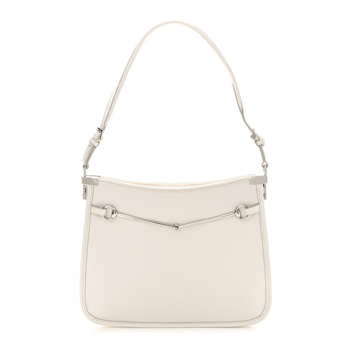 Calfskin Horsebit Slim Shoulder Bag White