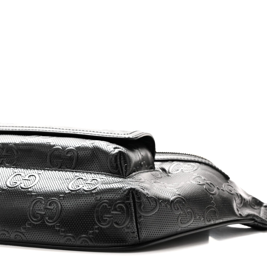Calfskin GG Tennis Embossed Pocket Belt Bag Black