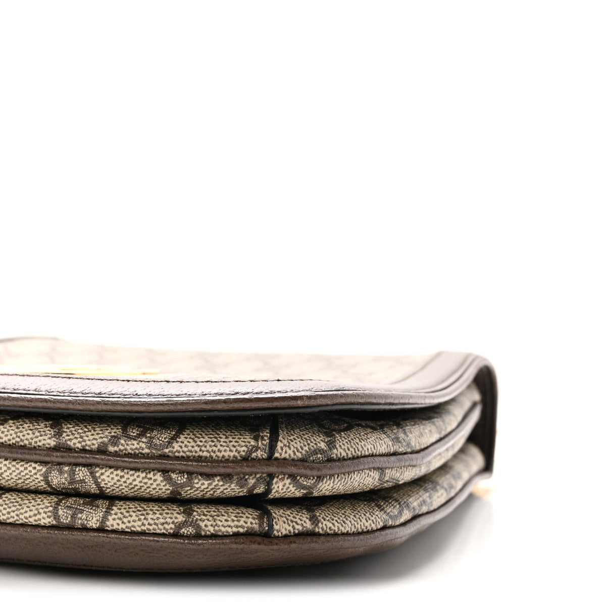 GG Supreme Monogram Textured Dollar Calfskin Web Medium Blondie Top Handle Shoulder Flap Bag Beige Ebony New Acero