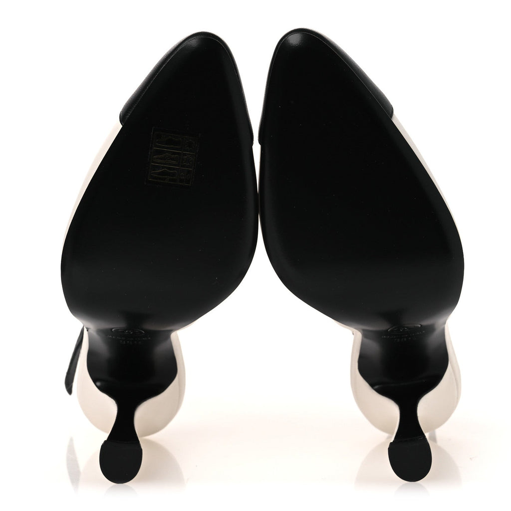 Lambskin Slingback Pumps 36.5 White Black