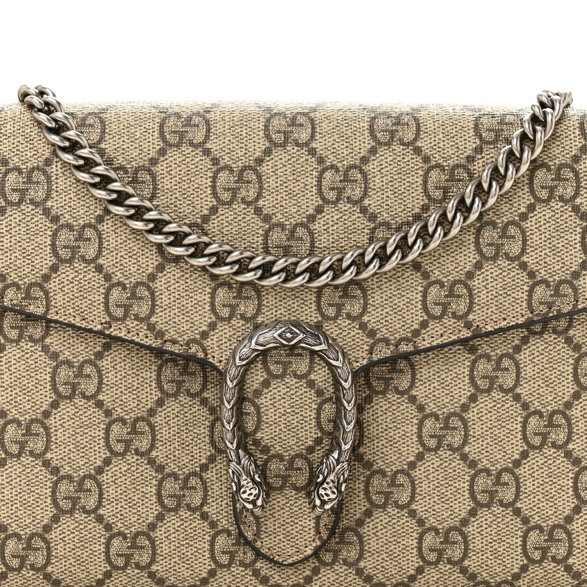 GG Supreme Monogram Mini Dionysus Chain Wallet Beige Taupe