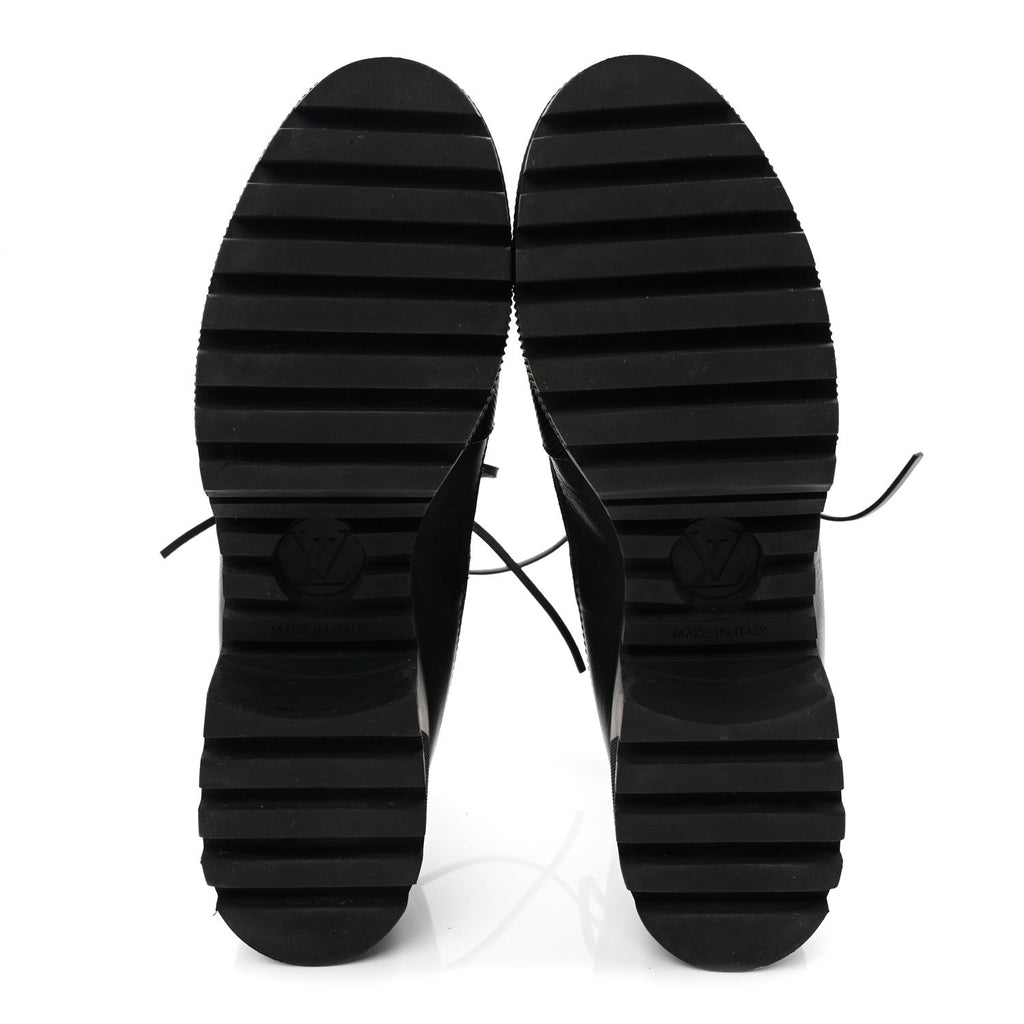 Velvet Calfskin Monogram Laureate Platform Desert Boots 40 Black White