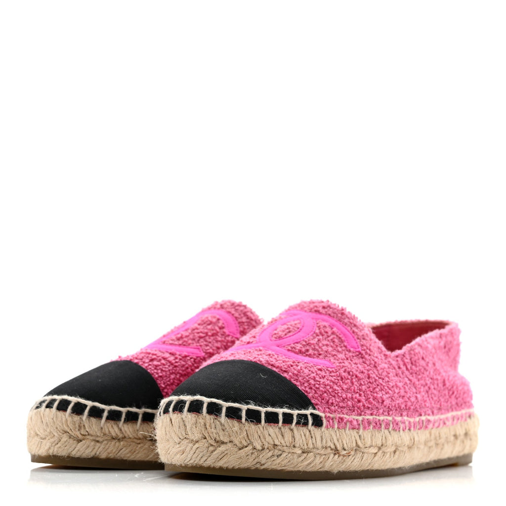 Fabric Grosgrain CC Espadrilles 38 Dark Pink Black