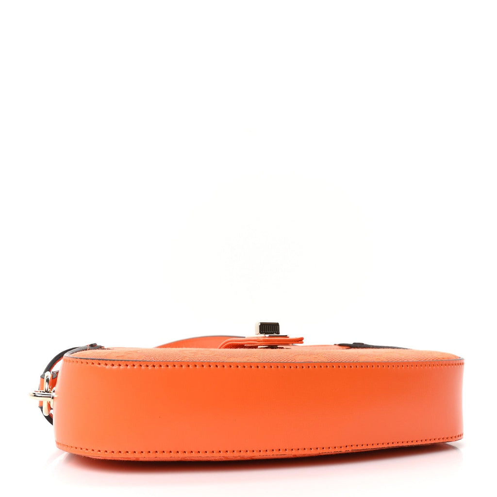 Calfskin Monogram Mini Moon Side Shoulder Bag Orange