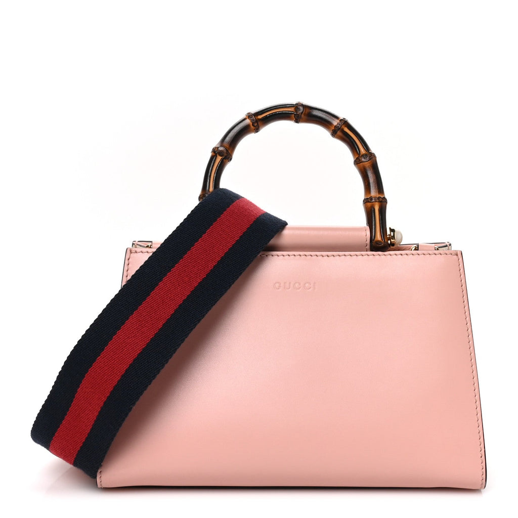 Nappa Bamboo Web Mini Nymphaea Top Handle Bag Perfect Pink Mystic White
