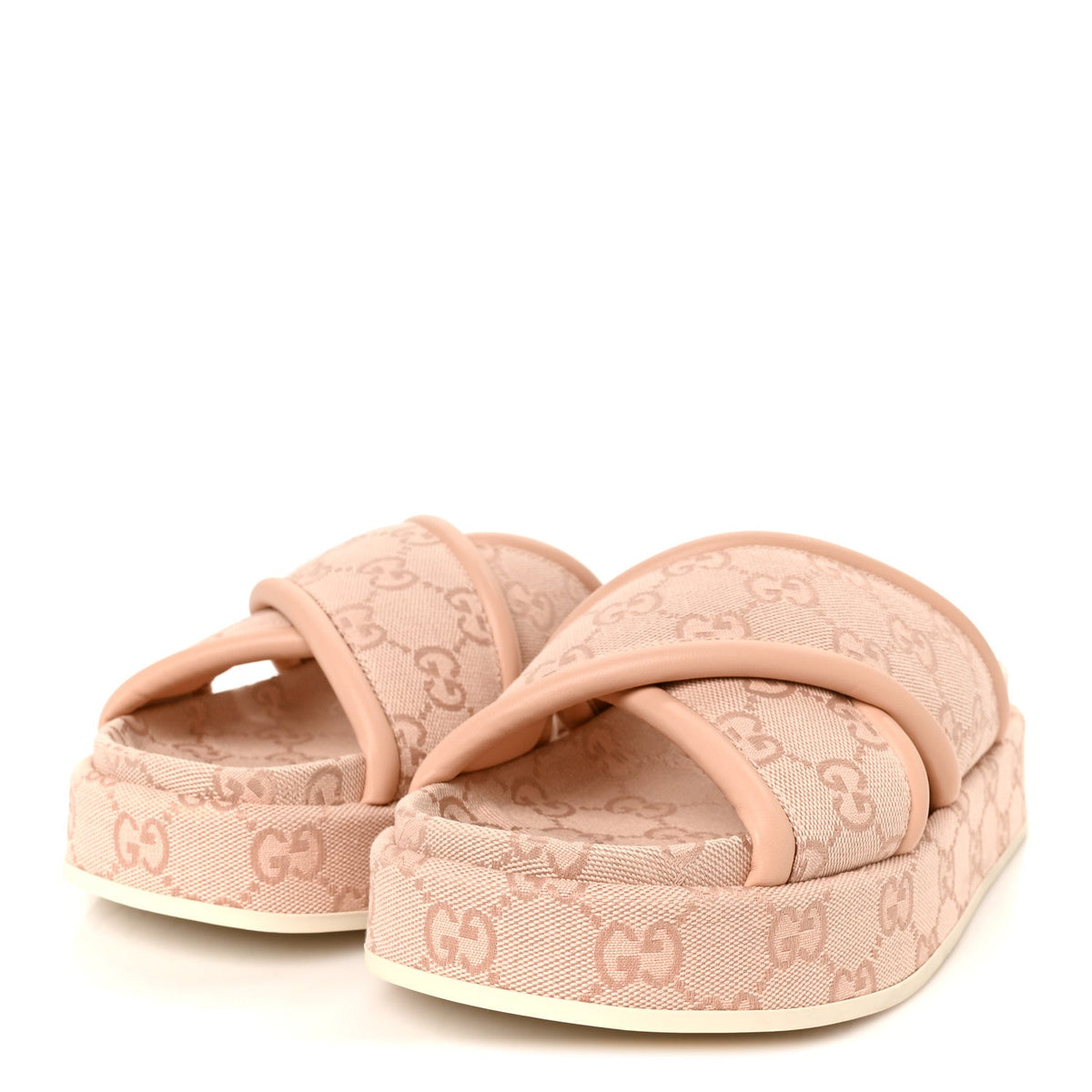 Monogram GG Calfskin Angelina Platform 55mm Slide Sandals 37 Light Pink