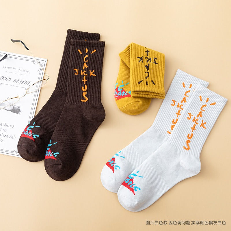 Men socks graffiti letter cotton socks