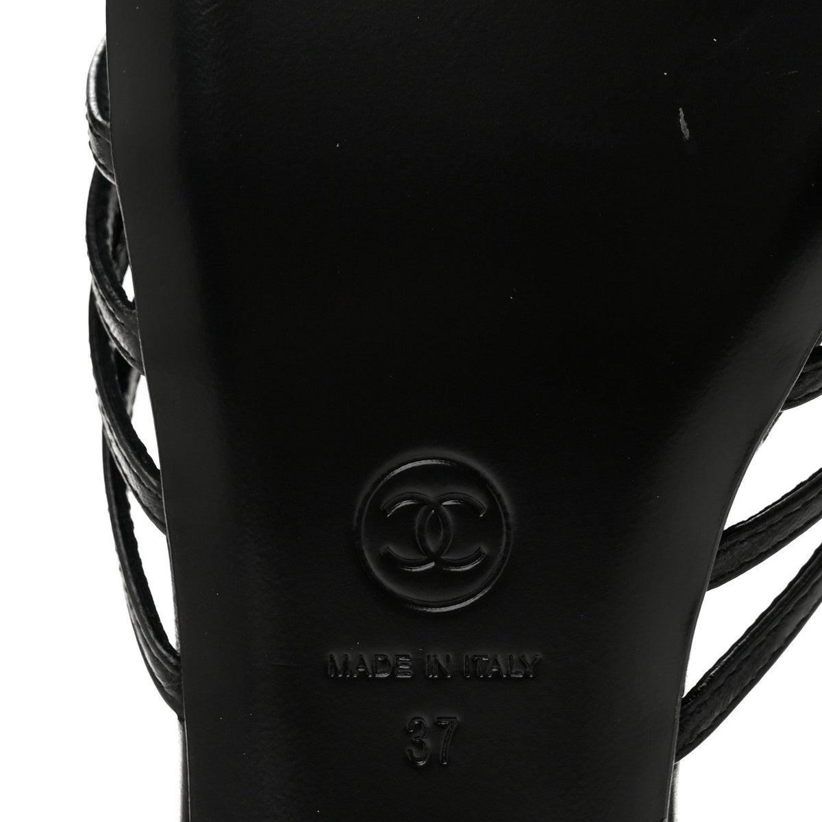 Goatskin Caged CC Slide Sandals 37 Black