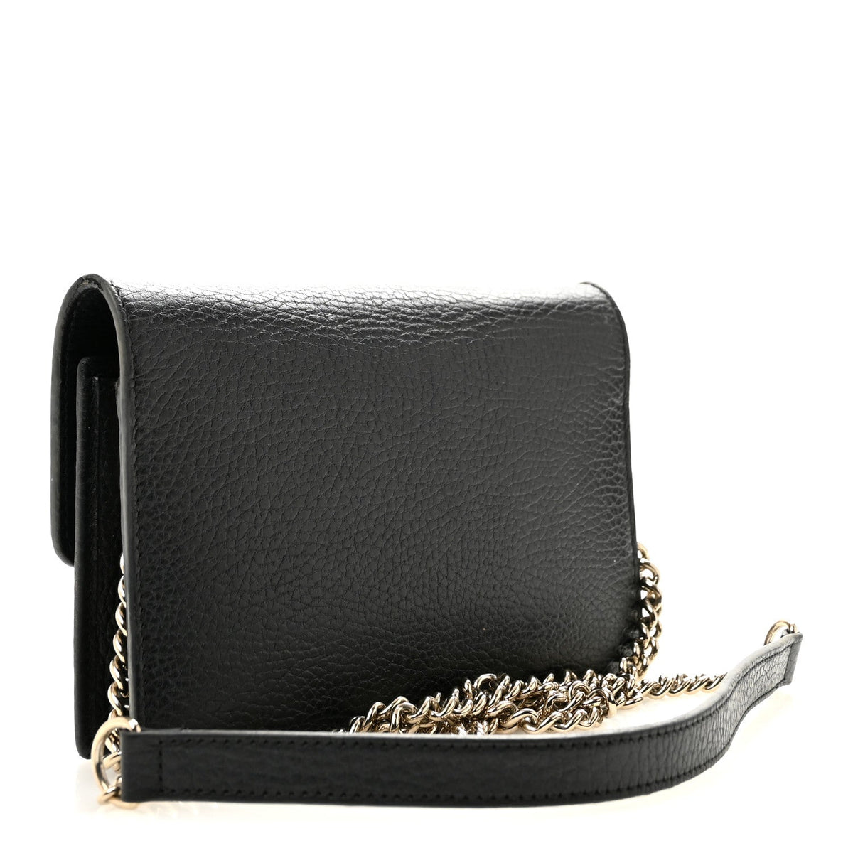 Dollar Calfskin Interlocking G Chain Wallet Black