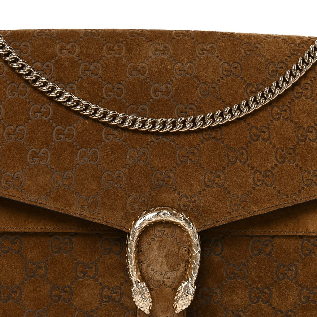 Suede GG Debossed Large Dionysus Shoulder Bag Brown