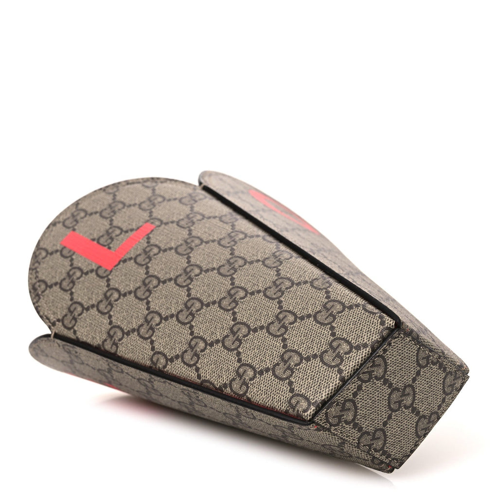 GG Supreme Monogram Love Valentines Day Small Heart Bag Beige Ebony New Geranium