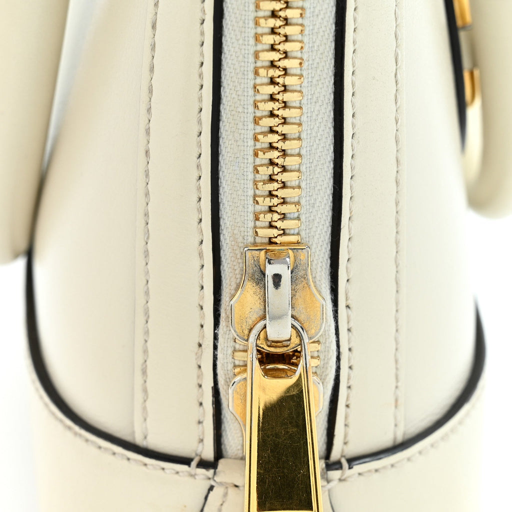 Boarded Plutone Calfskin Mini Horsebit 1955 Top Handle Bag Mystic White