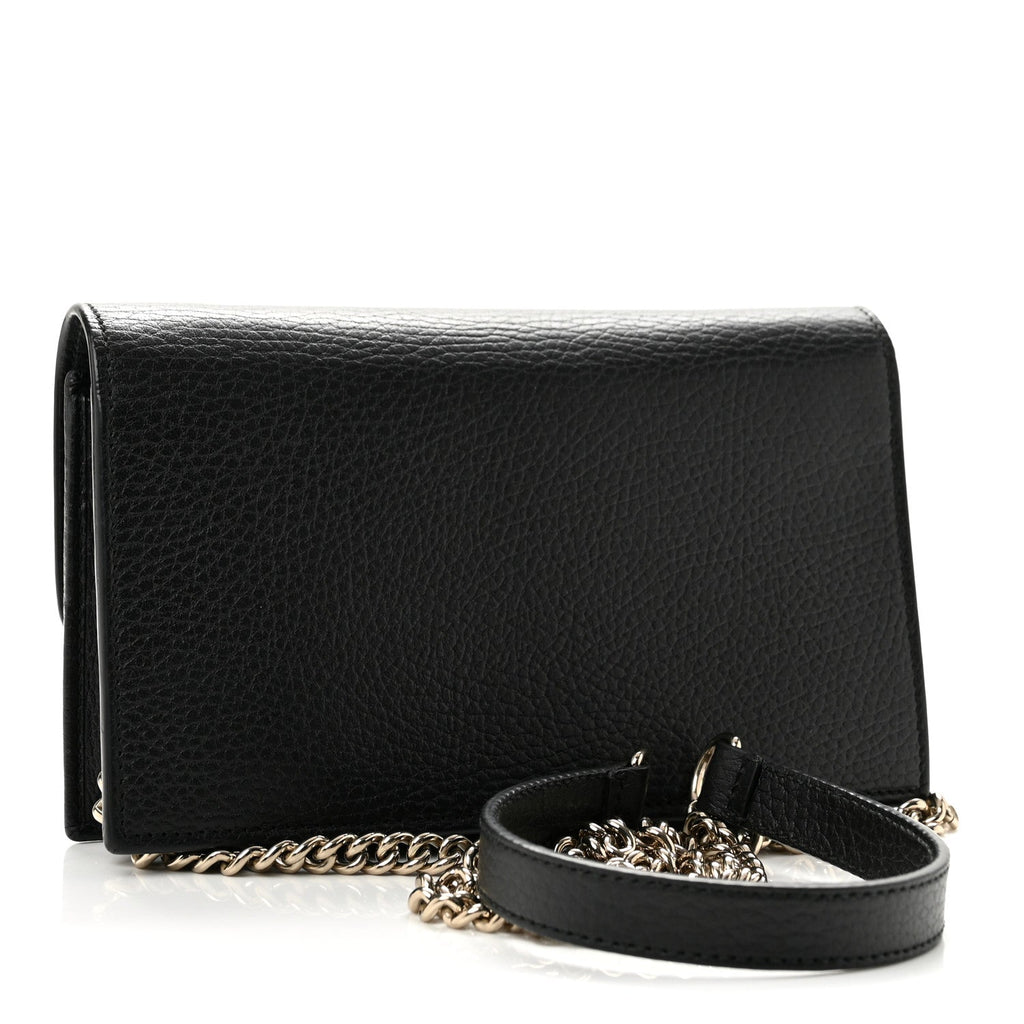 Dollar Calfskin Interlocking G Chain Wallet Black